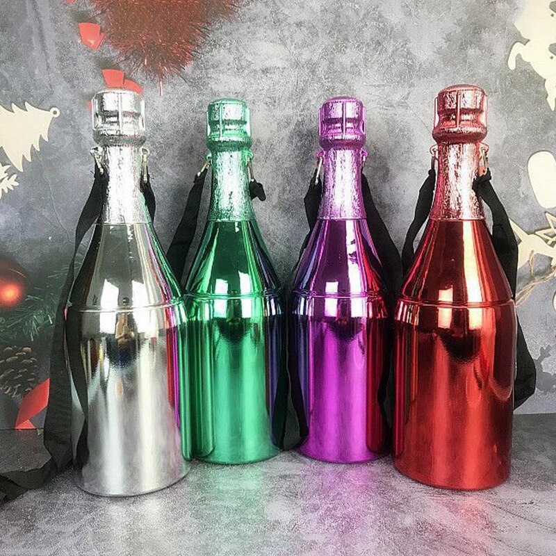 Boîte de rangement multifonction en forme de bouteille de vin, bac de rangement avec bandoulière, ornement en forme de tirelire, pour la décoration de la maison
