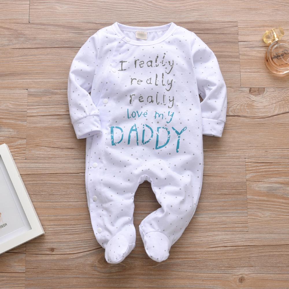 Pasgeboren Kleding Baby Boy Meisje Romper Katoen Schattige Brief Ik Echt Liefde Mijn Papa/Mama Lange Mouw Jumpsuit Baby kleding Pyjama
