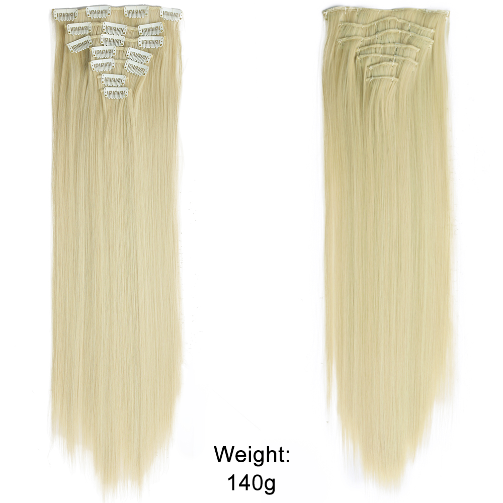 Grampo reto longo em extensões de cabelo 4 pçs/set sintético 22 ''preto marrom escuro cor mista fibra resistente ao calor: #1B