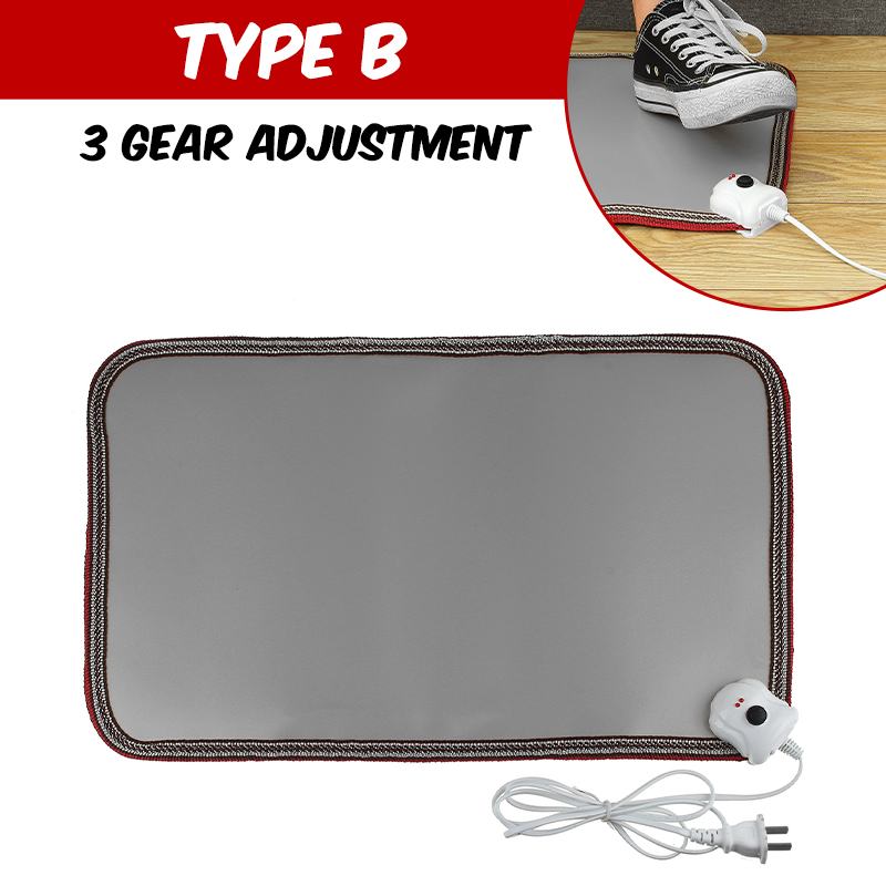 Winter Electric Foot Warmer Mat Warm Feet Thermostat Carpet Adjustable Temperature Heating Foot Mat for Home Office 10 Gear: Gray B