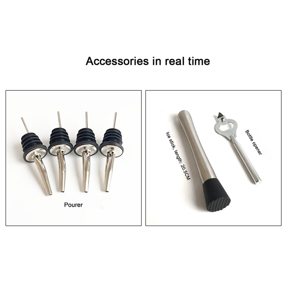 13pcs Stainless Steel Cocktail Shaker Mixer Wine Martini Boston Shaker Set Barware Kit For Bartender Drink Party Bar Tools