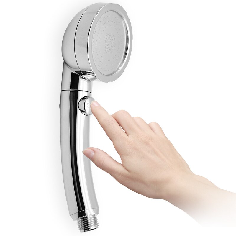 Handheld Douchekop Hoge Druk Chrome 3 Spary Instelling Met On/Off Pauze Schakelaar Waterbesparende Verstelbare Luxe Spa afneembare: shower head only