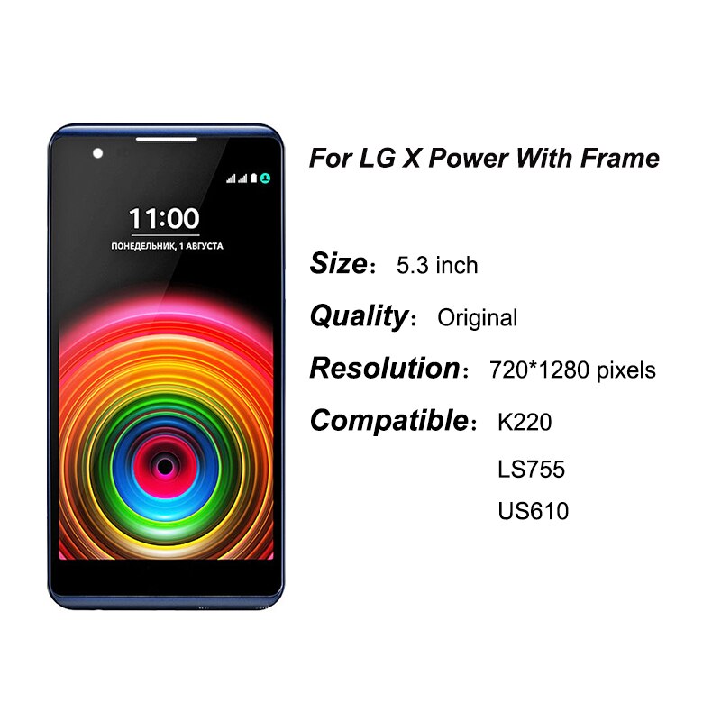 Original LCD For LG X Power K220DS Display with Touch Screen Digitizer Assembly With Frame For LG X Power K220 LCD