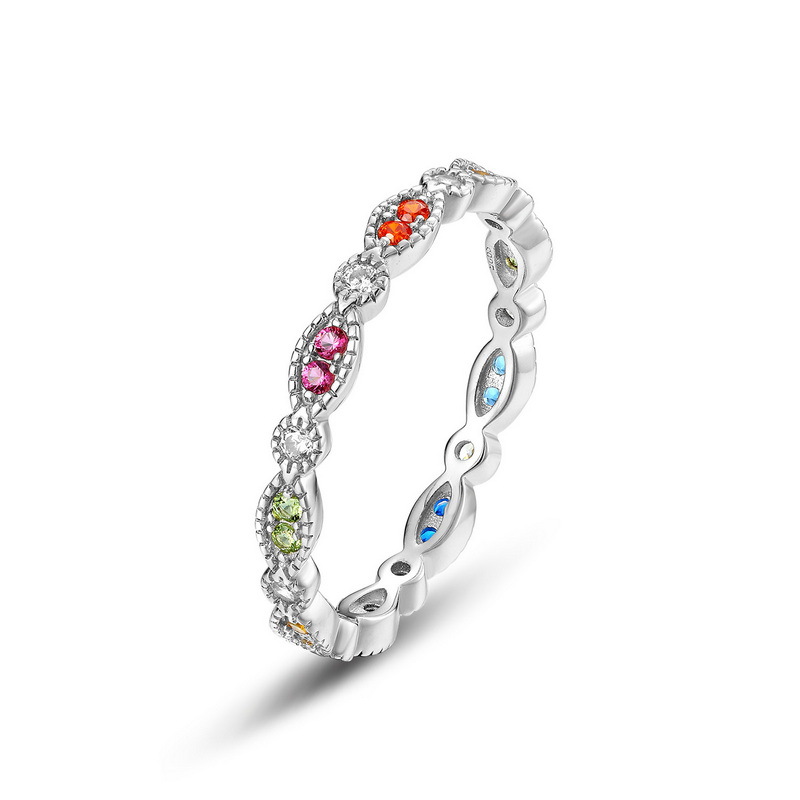ALLNOEL 100% 925 Anelli in argento sterling per le donne Abbagliante zircone Arcobaleno CZ Anello twist Regali di nozze alla moda Gioielli all'ingrosso: Blu / 6