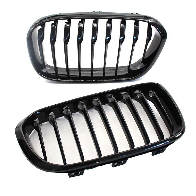 Front emhætte gitter/gitter enkelt slat nyre gitter ramme højglans sort hegn gitter kompatibel til bmw  f20 lci 1- serie
