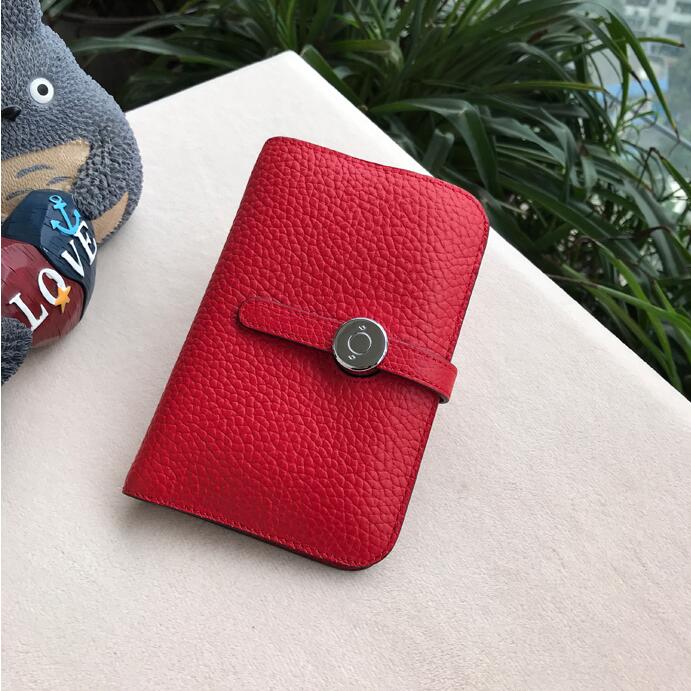 LOMANTINA Luxury Brand Women Wallet 100% Genuine Leather Short Cow Leather Lady Girls Deisgner Womens Wallets And Purses: 2201 Red