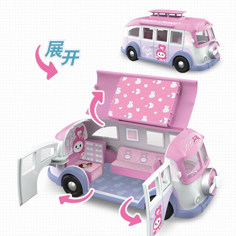 Per bambini di Simulazione Giocattolo Gioco di Casa di Famiglia del Coniglio Crema di Ghiaccio di Campeggio Per Bambini Auto RV Gioco di Casa Picnic Auto Di Compleanno regalo