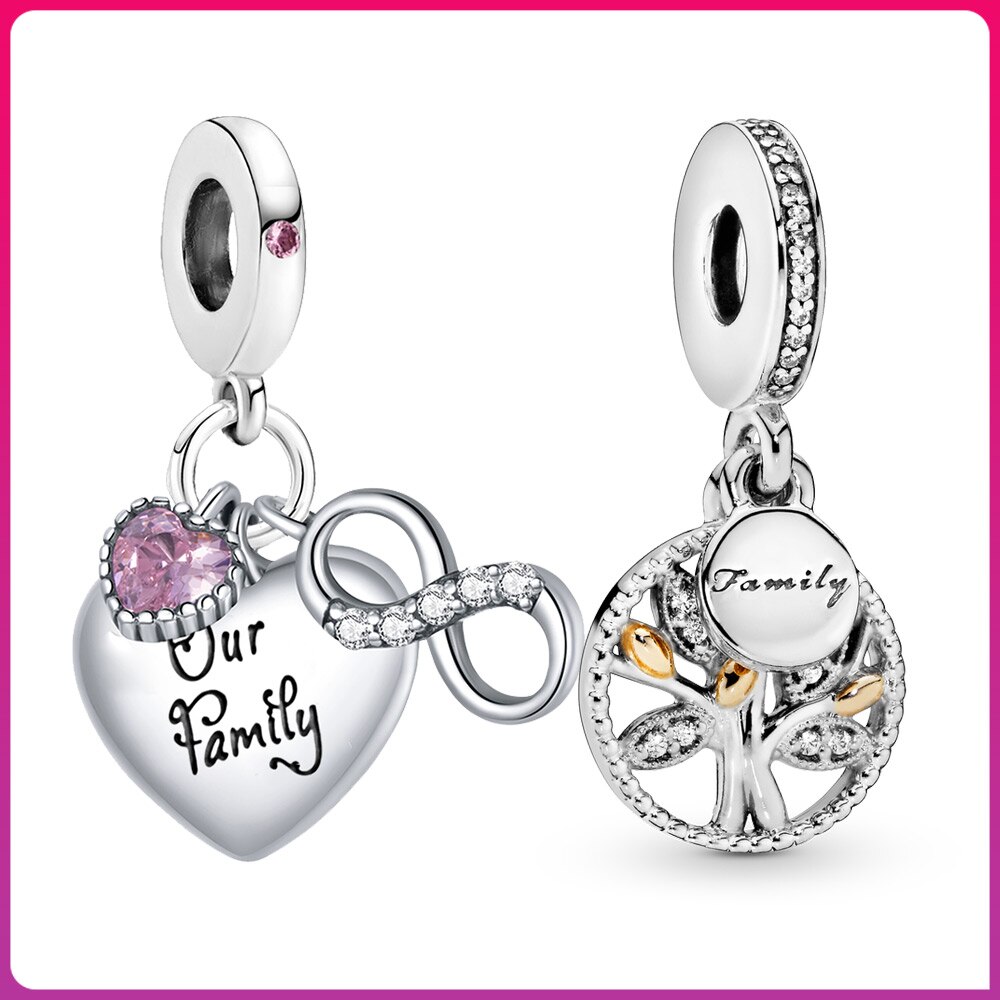 family silver charm 925 loving sister Dangle Charm family pendant Fit Original charm Nceklace for women jewelry