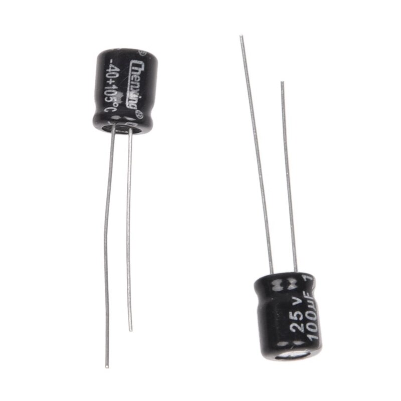 200 Pcs 25V 105 Celsius Radial Lead Aluminum Electrolytic Capacitors, 100 Pcs 100UF &amp; 100 Pcs 10UF