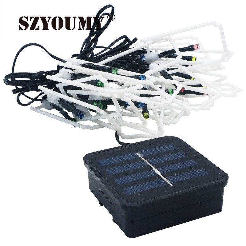 Guirnalda de luces led solares colgantes de colores para jardín de szyoumy 4.8m 6m 20 30 para decoración navideña.