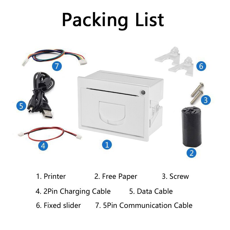 QR204 Mini Ingebed Printer Thermische Esc Pos Ontvangst Parallel Panel Printer Usb Ttl RS232 Kiosk Printer Barcode Arduino 2 Inch