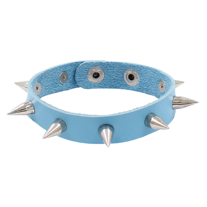 Pulsera con puntas de para hombre y mujer, pulseras Punk de piel sintética, brazalete gótico para chica, pulsera de Rock con tachuelas, joyería 2022: Oro oscuro