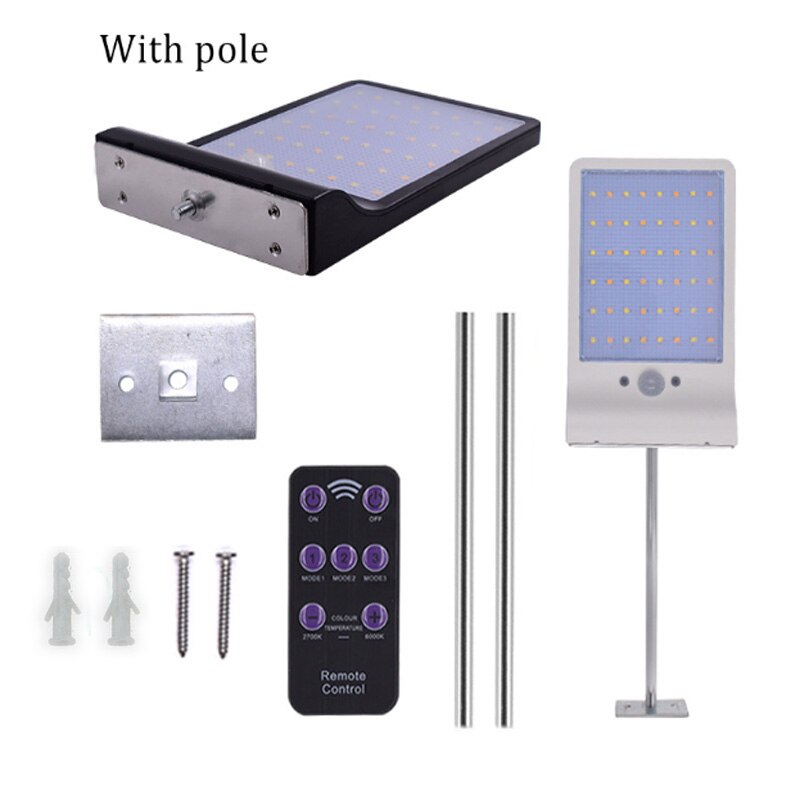 Actualizado 48 LED de Control remoto de luz Solar PIR Sensor de movimiento IP65 lámpara de calle de pared al aire libre impermeable luces de la lámpara