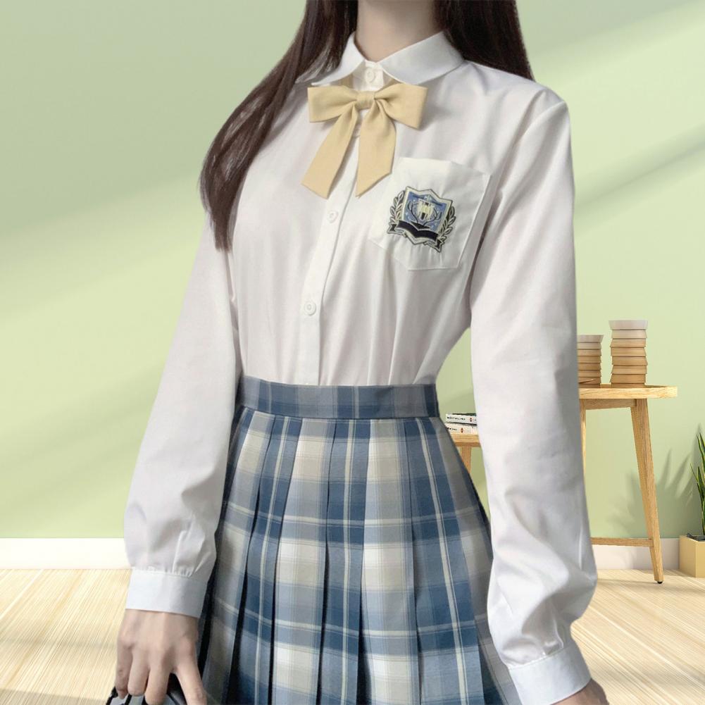 Camisa de manga larga para mujer, camisa de primavera con bordado duradero para la escuela