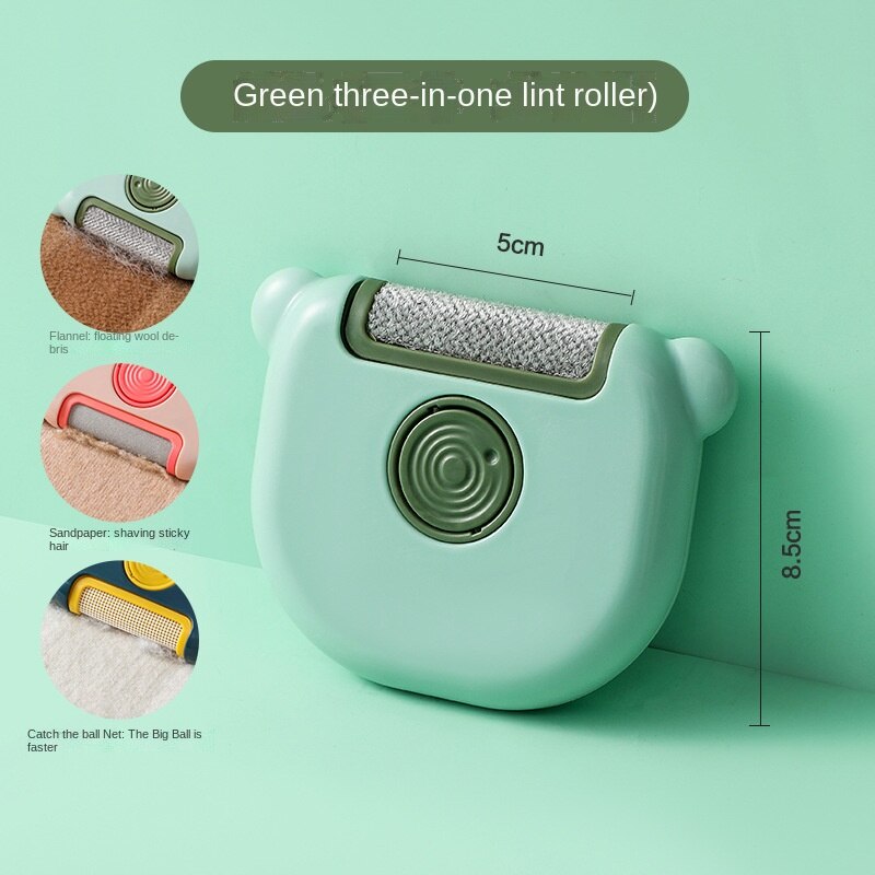 Brosse de nettoyage manuelle multifonction 3 en 1, pour enlever les peluches des vêtements, du tissu, du pull, du manteau, des vêtements: green
