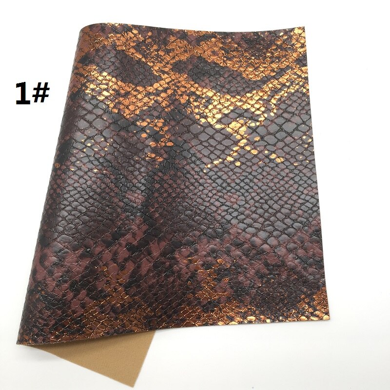 Tela metálica de piel sintética de serpiente, hojas de cuero sintético, para hacer lazos, R2033A, 21x29cm, 1 unidad: 1