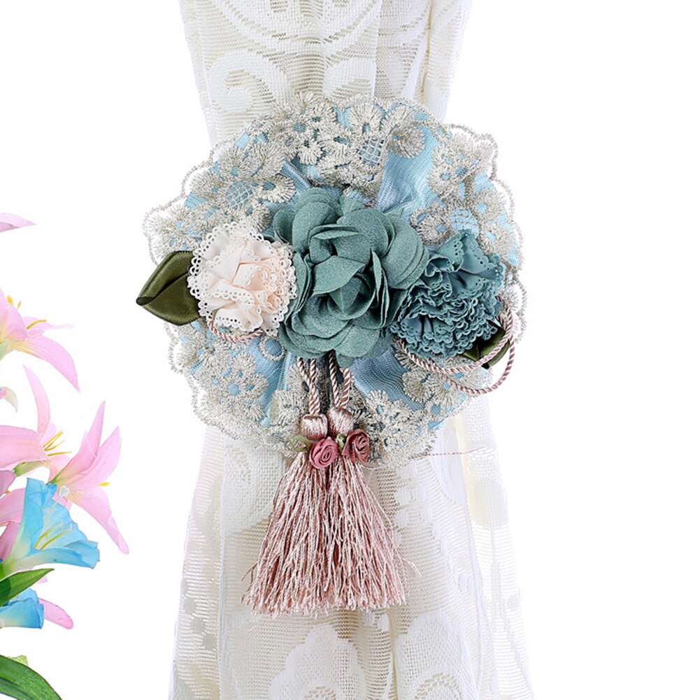 2 Stuks Bloemen Gordijn Tieback Elasticiteit Gordijn Bandjes Metalen Strass Gordijnen Houder Clips Bloem Vormige Gordijn Accessoires