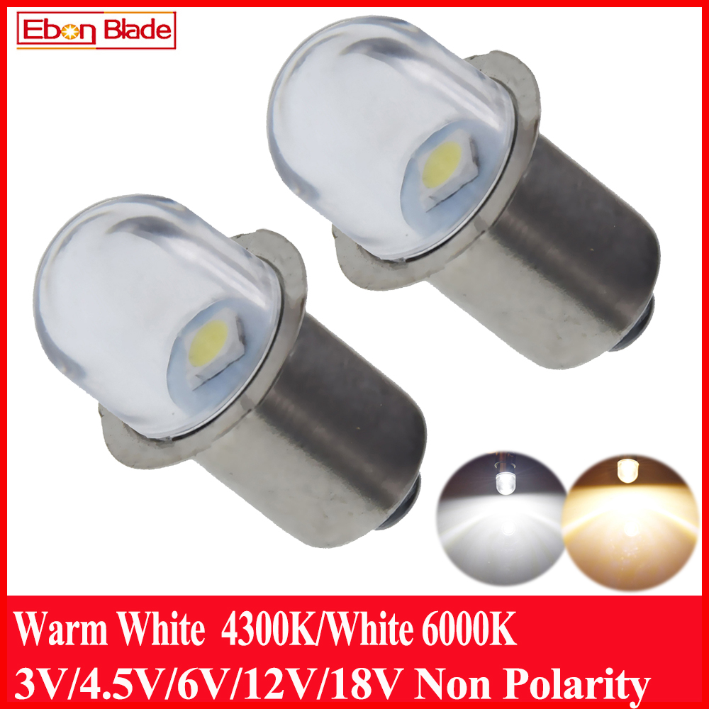 Pair P13.5S PR2 PR3 LED Bulb 2835 1 SMD AC 3V 4.5V 6V 12V 18V Warm 4300K Pure White 6000K Replace For Torch Flashlight Work Lamp