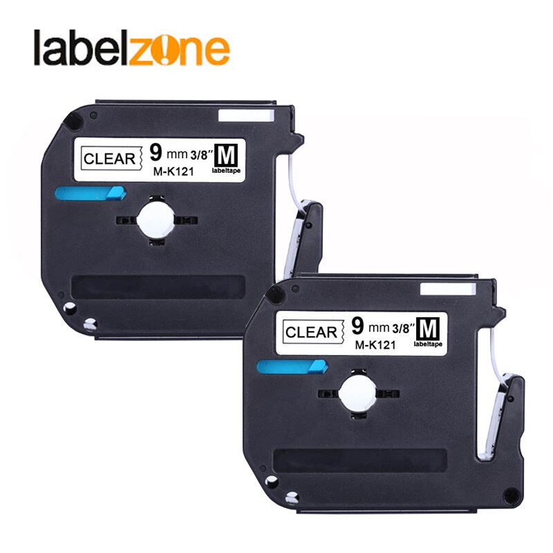 9mm Zwart op helder MK121 Labeltapes Compatibel Brother p-touch Printer lint cassette M-K121 MK-121 mk121 m121 voor brother: 2pcs label tapes