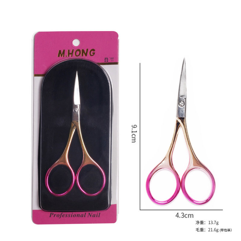 Forbici per sopracciglia Trucco rifinitore per ciglia Naso Rimozione peli del viso Forbici multifunzionali Strumenti per cuticole per unghie in acciaio inossidabile: rosa rosso