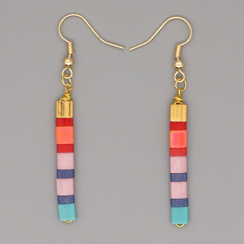 Go2boho Boho kolczyki dla kobiet Rainbow Tila kolczyki z koralików biżuteria Miyuki kolczyki z koralików biżuteria czeski Pendientes prezent: TLE200010C
