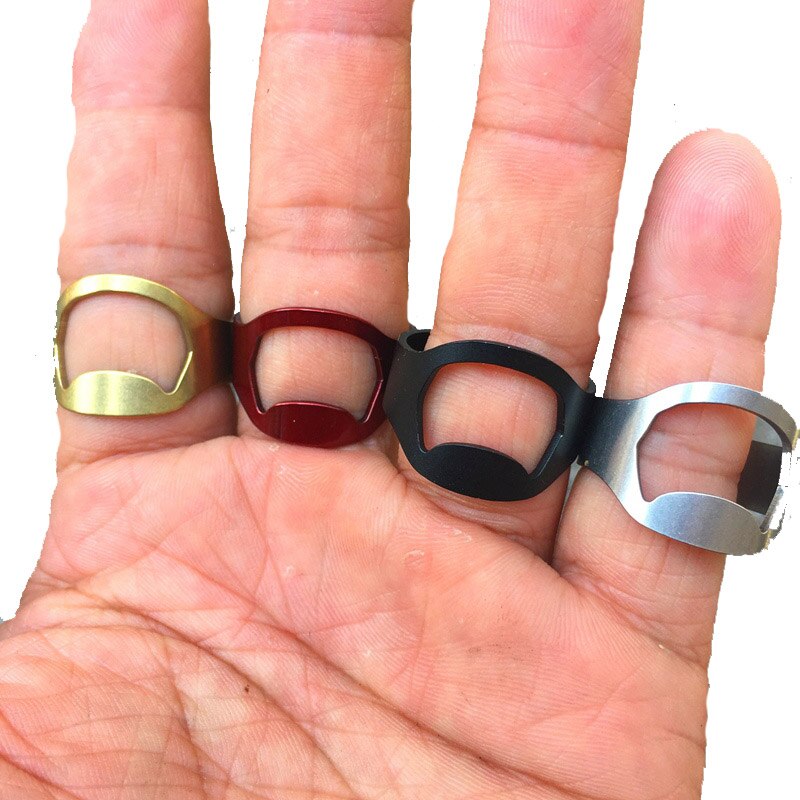 Abridor de cerveza, con anillo abridor de botellas, abridor de botellas, Herramientas Abiertas Bier, anillo de dedo de mano fácil, abierto para Bar, uso exterior para el hogar,