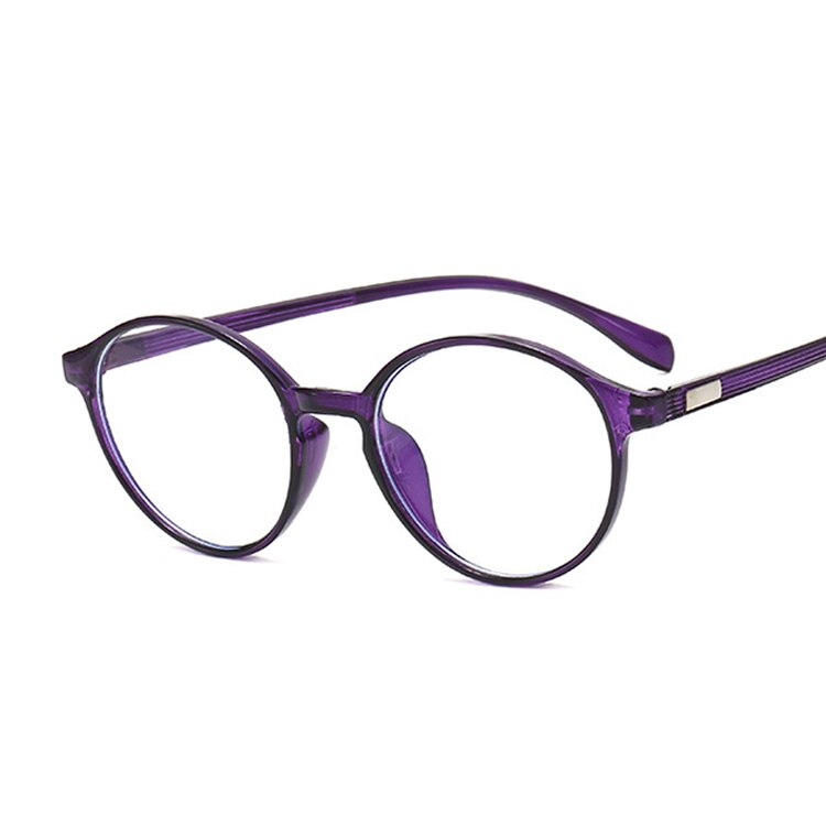 Cute Cat Eye Glasses Women Round Lens Optical Eyeglasses Transparent Plastic Frame Eyewear Anti Blue Comfort Spectacle: Dark Purple
