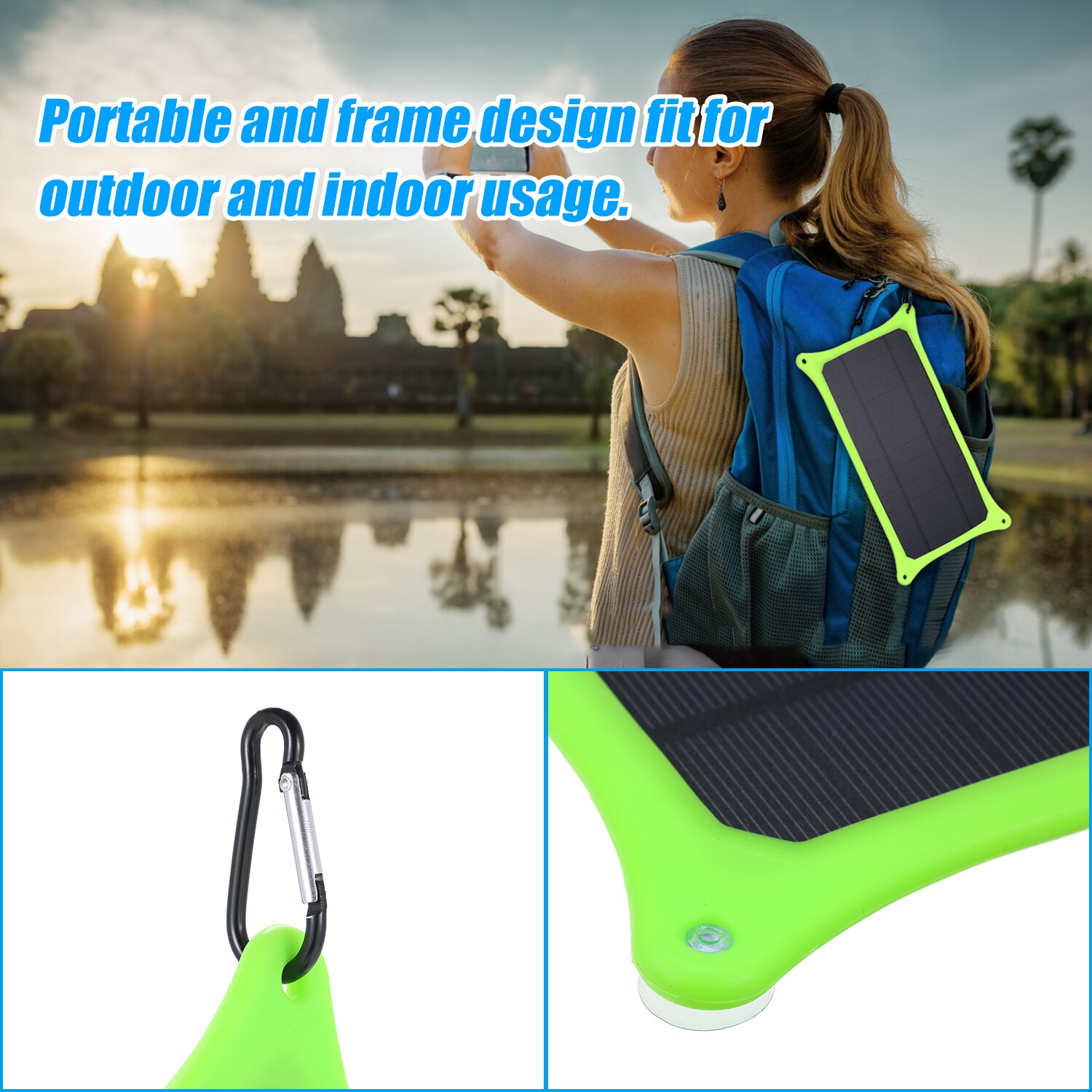 6W 6V Solar Panel with USB Port Monocrystalline Silicon Solar Cell for Outdoor Camping Climbing Hiking Travel Solar Panel