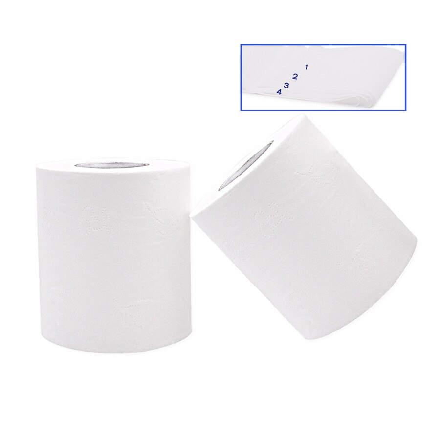 Rollo de papel blanco de repuesto para papel higiénico, servilletas de mesa de 4 capas para prevenir la gripe, 10 rollos,
