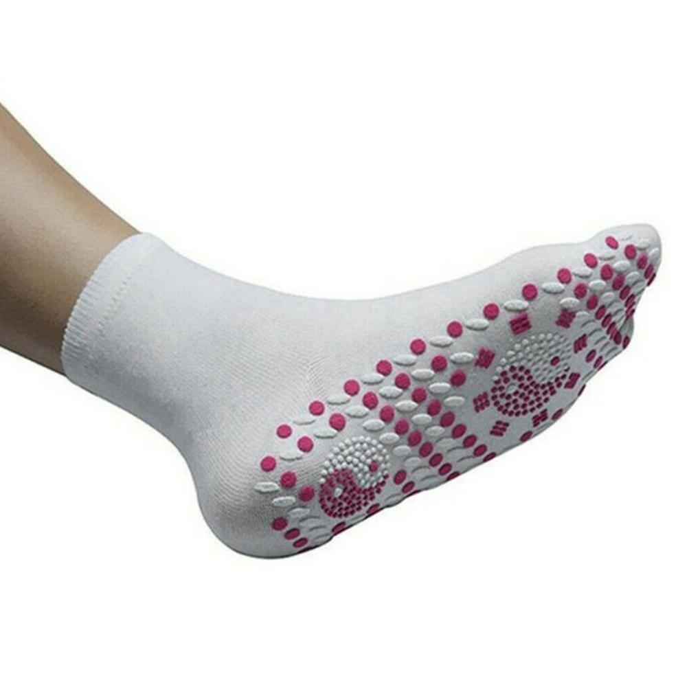Tourmaline – Chaussettes magnétiques unisexe auto-chauffantes,accessoire de soins de santé respirant effet massage et confortable pour avoir les pieds au ,: WHITE
