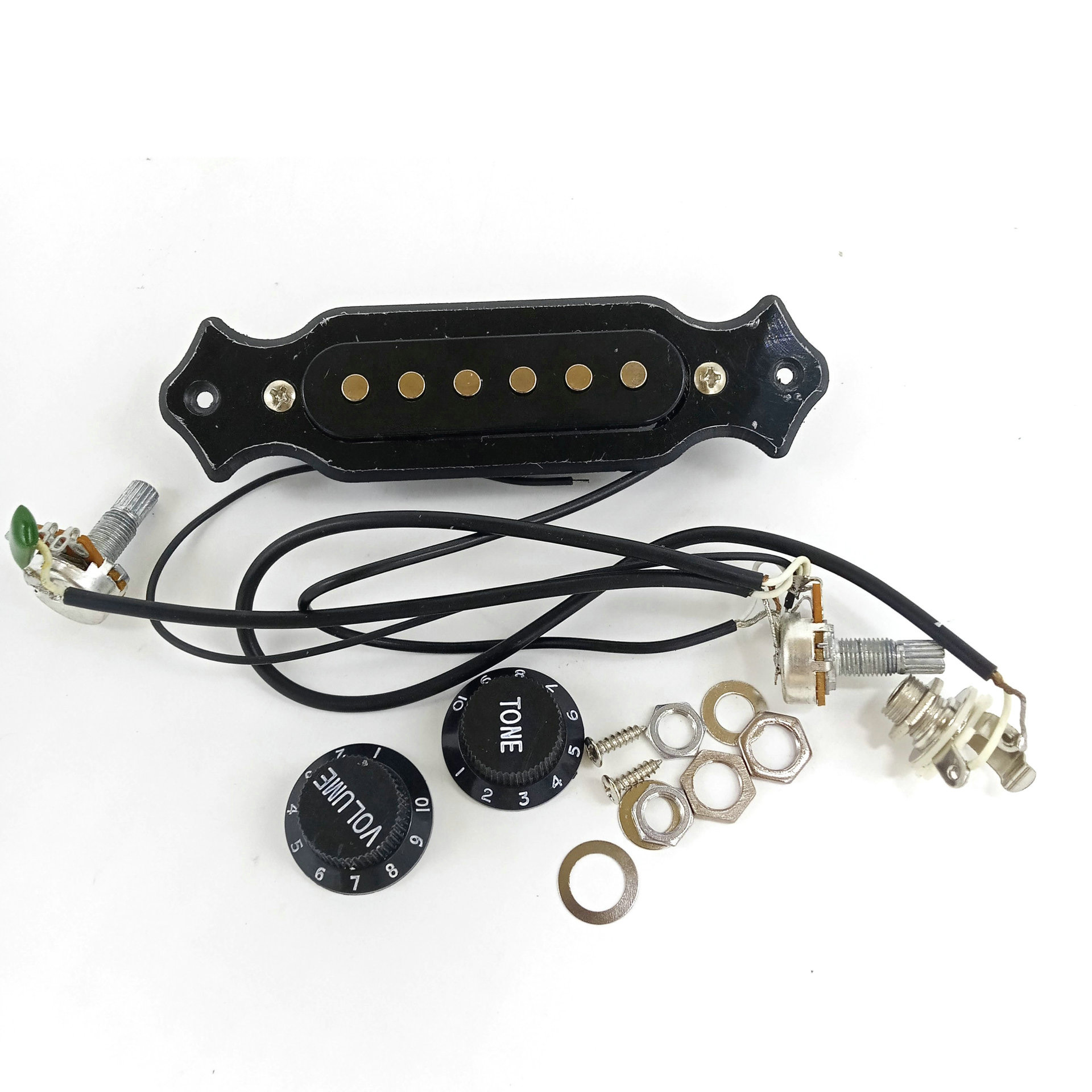 6 String Acoustic Guitar Sound Hole Pickup Pre-Wired Pickup Set Up Pots Knobs Jack Soundhole Pickup Multi-colour options: Default Title