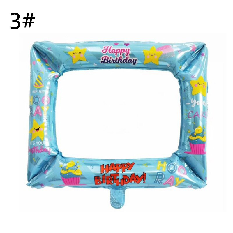 Happy Birthday Foil Balloon Kid Adult Photo Frame Photo Booth Props Babyshower Aluminum Film Birthday Balloon Party Decor