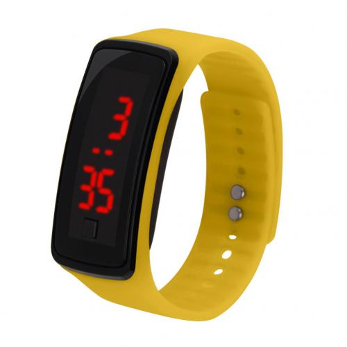 Kids Digital Watch Kids Sport Silicone Adjustable Band LED Screen Electronic Digital Wrist Watch Bracelet Clock montre enfant: Yellow