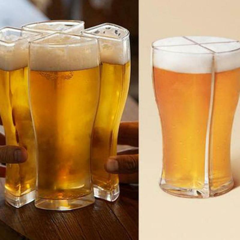 Beer Glasses 4 In 1 Acrylic Plastic Material Beer Mug Super Schooner Funny Acrylic Glass Beer Mugs Set Glass Cup Stein