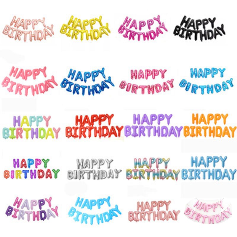 13 stuks happy birthday ballonnen folie letter ballon verjaardagsfeestje decoraties kinderen volwassen verjaardag ballonnen alfabet ballonnen set