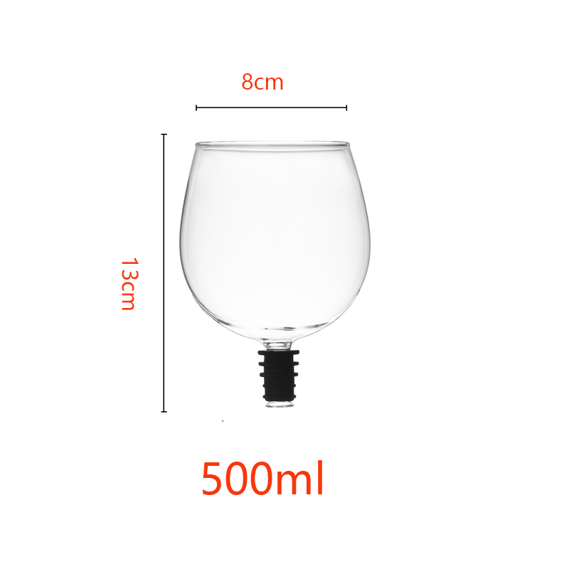 270/500 ml Weinflasche, Glasaufsatz, direkt aus der Flasche trinken, klare Schnapsglas-Tasse, Weindekanter mit Silikondichtung: Black