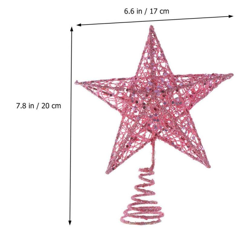 Rosa gull blå glitter stjerne juletre toppers 3d fem-punkts stjerne julepynt til tre hjem bord topper ornament