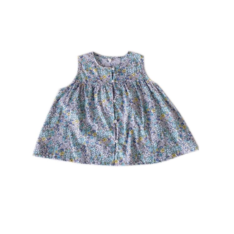 Klassisk blomstret cool og sød ærmeløs pigeskjorte vest blonde top pigebluser