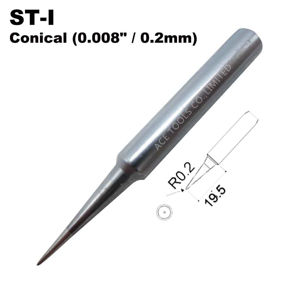 ST-I Soldering Tips Conical 0.2mm Fit WELLER SP40L SP40N SPG40 WP25 WP30 WP35 WLC100 Replace Iron Handle Nozzle Welding Bit