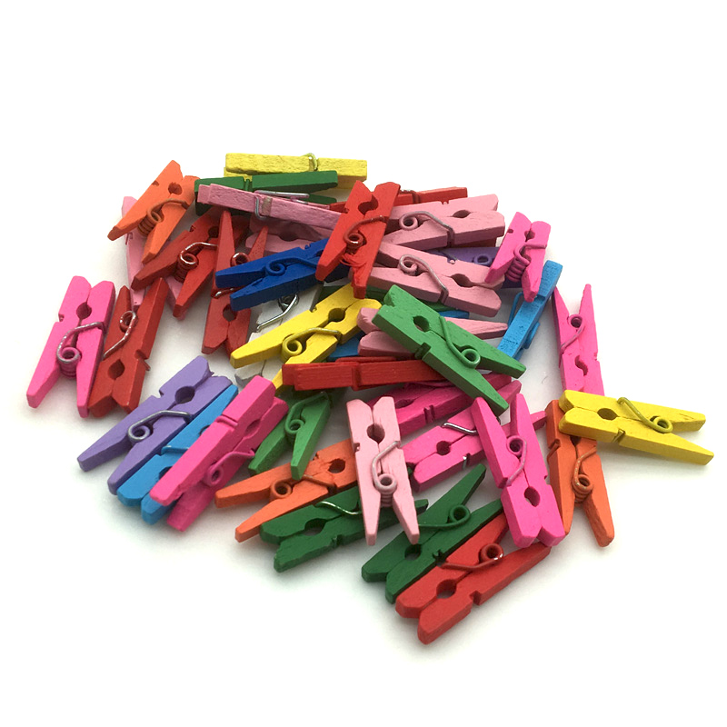 Clips de madera grandes para decoración de ropa, Clips coloridos de tres tamaños, 25/30/35mm, para fotos y paredes, 50/75/100 Uds.