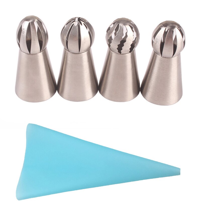 5pcs/set Russian Flower Piping Nozzles Sphere Ball Cake Decorating Tips Cake Silicone Pastry Bags Kitchen Cupcake Pastry Tools: Blue 5pcs