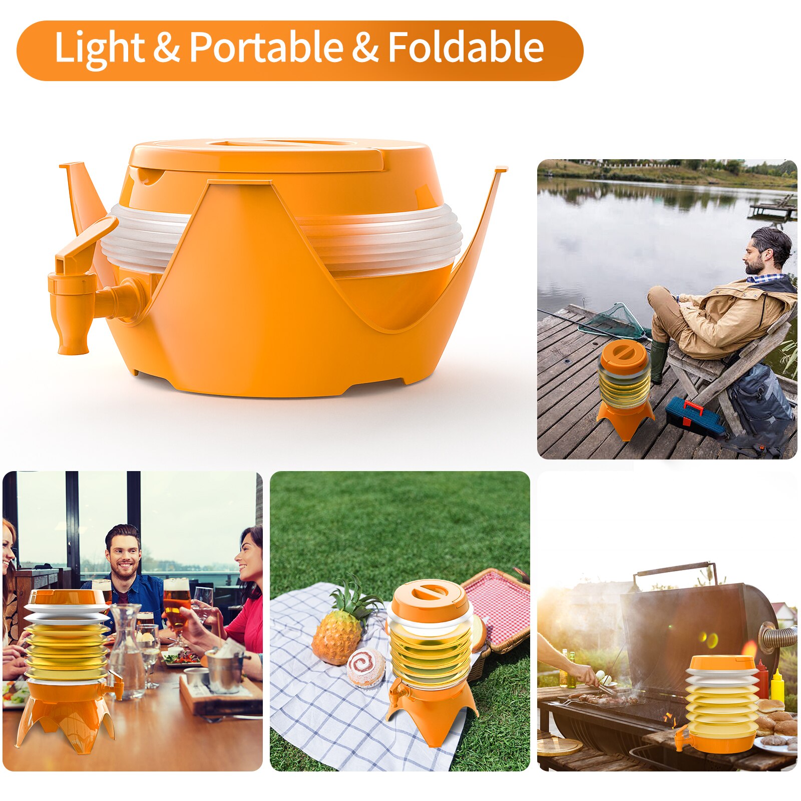 1.5 Gallon Beverage Dispenser,Collapsible Drink BPA Free Plastic Lemonade Beverage Dispenser Water Container with Stand &amp; Spigot