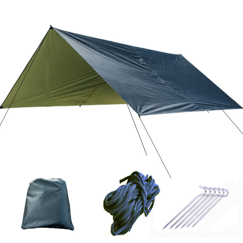 Silverbeläggning vattentät hängmatta markis tält tarp strand camping bärbar pergola solskydd utomhus
