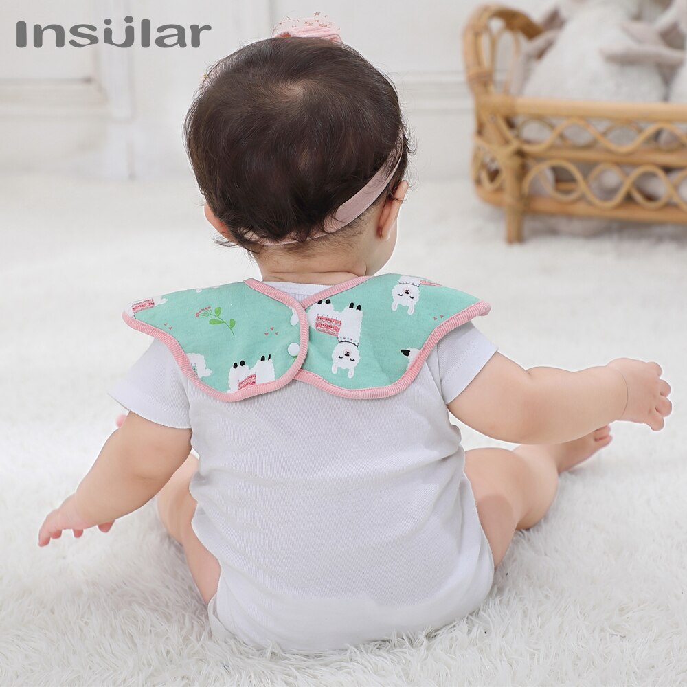 Insular Cartoon Print Baby Slabbetjes 360 Graden Draaibare Bandana Bib Waterdicht Eenvoudig Te Reinigen Speeksel Handdoeken Baby Kant Burp Doek
