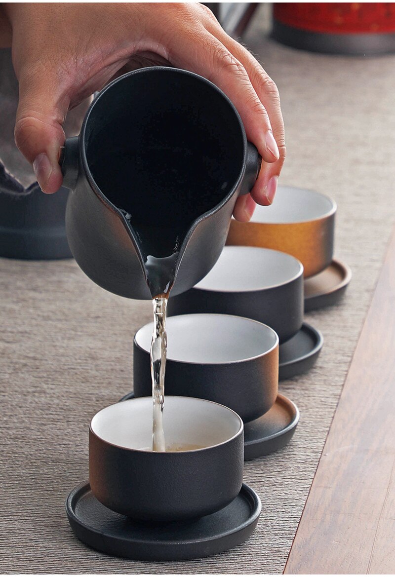 Bol à thé japonais en céramique en céramique, poterie grossière tasse à thé en céramique Vintage Kung Fu service à thé ustensiles à boire bols Pu'er faits à la main