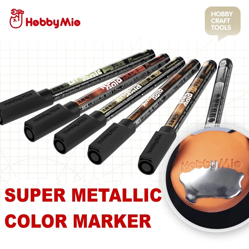 HOBBY MIO Super Metallic Color Marker Pen Model Painting Tools Assembly Model Kit Spray Tools for Model Hobby DIY