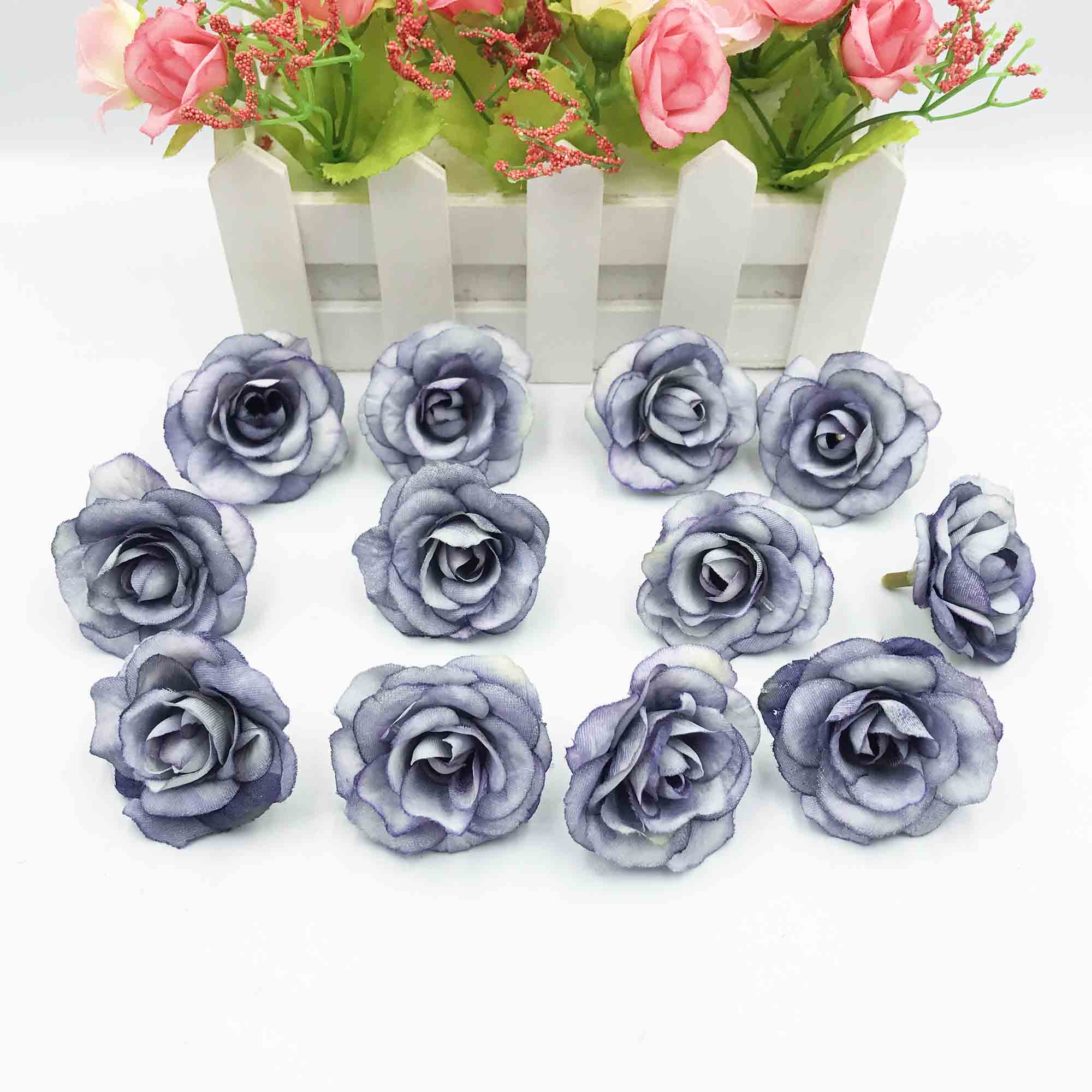 10 stuks kunstbloemen, 4cm zijden rozenbloemen, bruiloftsfeest, huisdecoratie, doe-het-zelfkrans, plakboekdoos, knutselwerkje: 2
