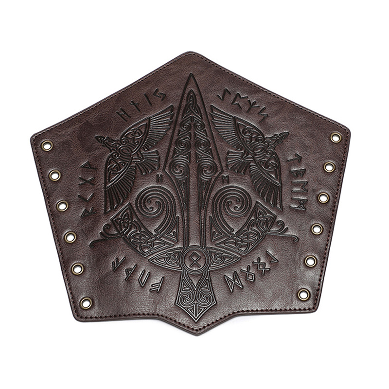 1 piece medieval pu leather arm guard gloves, medieval arm guards, punk arm guards, wrist guards for halloween, warriors, knights, cosplay: Blue