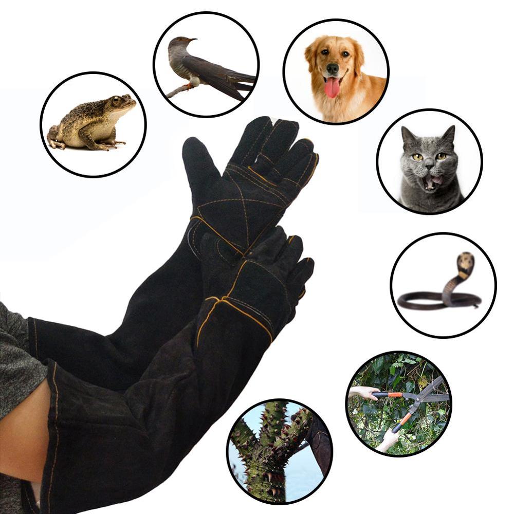 Kæledyrshandsker bidresistente handsker to-lags læderstøttepude kattehund skærefast anti-torn kæledyrshandsker kæledyrshandsker