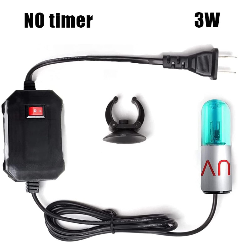 Aquarium Clean Light UV Sanitizer Aquarium Algae Bloom Clean Light with Timer Submersible Waterproof Lamp for Fish Tank: Blue / US Plug